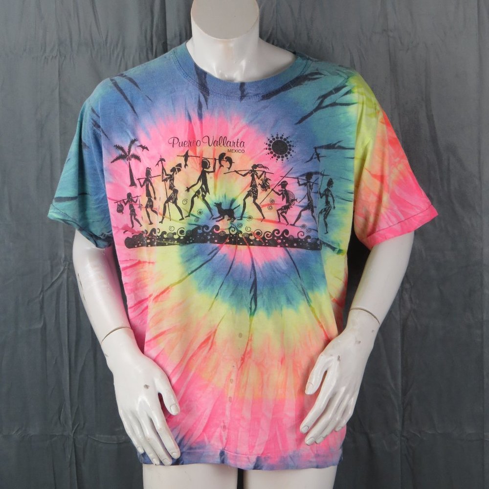 Vintage Graphic T-shirt - Puerto Vallarta Mexico Tie Dye - Men's Extra Large